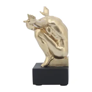 Resin, S/2, 6''h,  Man Sculpture Bookend, Gold