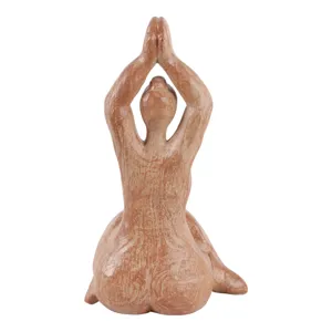 Ec Resin 11" Namaste Female Yoga Figurine, Brown