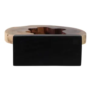 19x14" Open Wood Disc On Stand, Brown/black