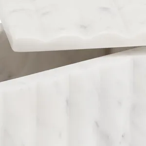 Ec 7x4" Marble Ridged Box, White