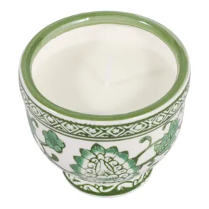 4\", 6oz Bowl Chinoiserie Candle, Green/white