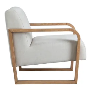 34x31" Open Arm Accent Chair, Ivory/brown