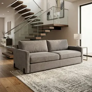 94x39" Modern Textured Sofa, Light Brown