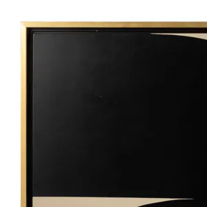 S/2 95x47 Hand Painted Modern Geos, Tan/black