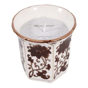 4\", 6oz Fluted Chinoiserie Candle, Brown/white