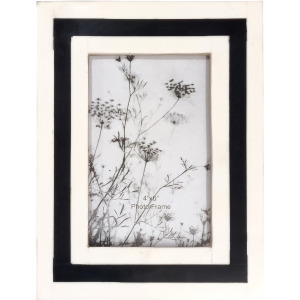Resin 4x6 Outlined Photo Frame, Black/white