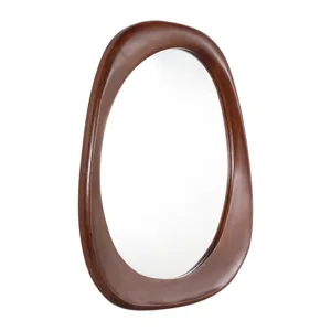 36x25" Organic Shaped Wood Mirror, Natural