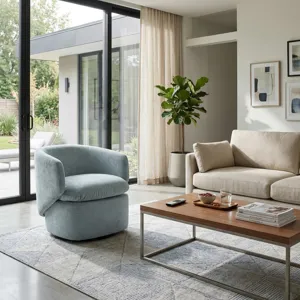 31x30" Modern Swivel Accent Chair, Light Blue