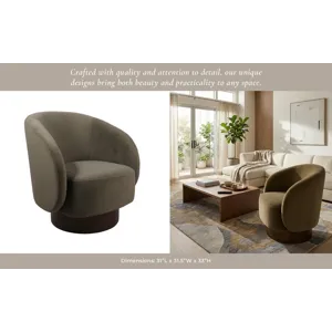 32x31"  Swivel Accent Chair, Green/brown