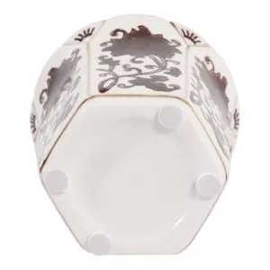 4\", 6oz Fluted Chinoiserie Candle, Brown/white