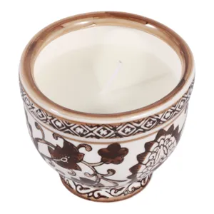 4\", 6oz Bowl Chinoiserie Candle, Brown/white