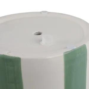 S/2 6/8\" Striped Scallop Edge Planters, White/gn