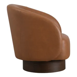 32x31" Faux Leather Swivel Accent Chair, Brown