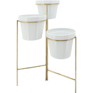 Metal, 3-layered Planters, White