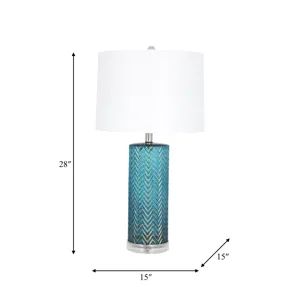 Glass 28\"  Chevron Table Lamp, Blue
