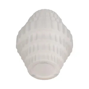 8\" Textured Staggered Vase, White