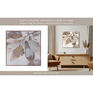 40x40\" Handpainted Fall Leaves, Brown