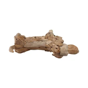28\" Teak Wood Dog Statue, Natural