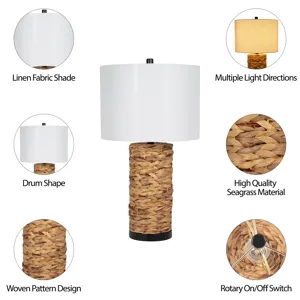 Seagrass 26\" Pillar Table Lamp, Natural