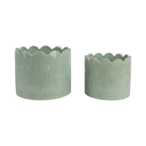 S/2 9/12\"  Arch Planters, Sage Green