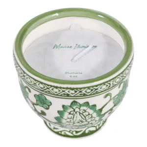 4\", 6oz Bowl Chinoiserie Candle, Green/white