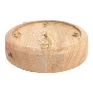 7x6\" Round Footed Clock With Brass Details, Natura