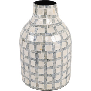 12'' Ivory Capiz Plaid Vase