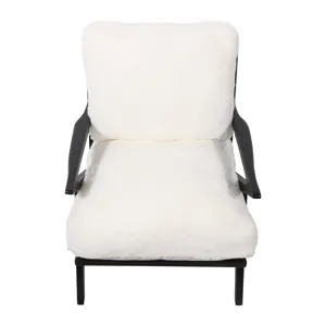 27x34" Faux Fur Accent Chair, Ivory/black, Kd
