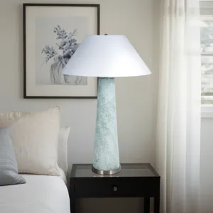 38\" Frosted Glass Table Lamp, Blue