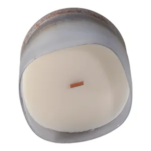 4\" 12 Oz Lakeside Rain Frosted Glass Candle, Blue