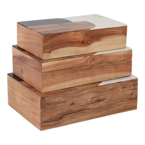 S/3 10/11/12\" Mid-century Boxes, Multi