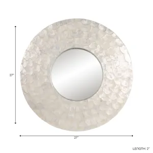 27" Round Capiz Mirror, Ivory