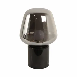 12x8\" Glass Shade On Marble Base With Switch, Blac