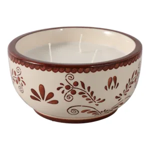 6\" 10 Oz Coffee Hand Painted Candle, Brown/ White