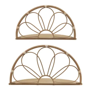 Ec S/2 11/13" Arched Flower Wall Shelves,brown