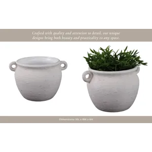 10\" Textured Stoneware Jug Planter, White