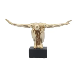 Resin, S/2, 6''h,  Man Sculpture Bookend, Gold