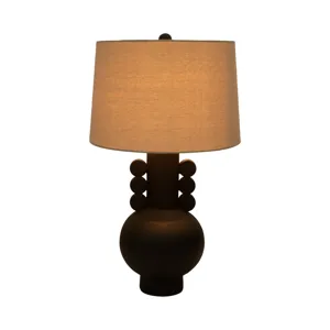 30\" Eared Totem Table Lamp, Black