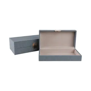 S/2 12/14\" Rectangular Faux Leather Boxes, Blue
