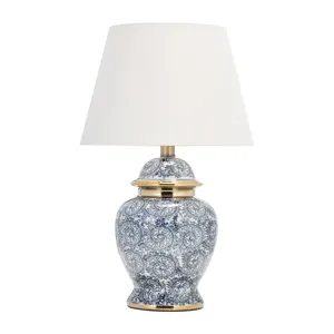 Ceramic 19" Chinoiserie Table Lamp, Blue/gold