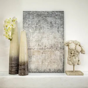 39"h Textured 2-tone Vase, Beige