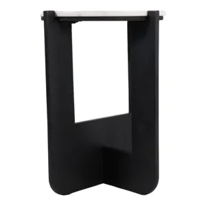 19x16\" Criss-cross Marble Top Accent Table,wht/blk