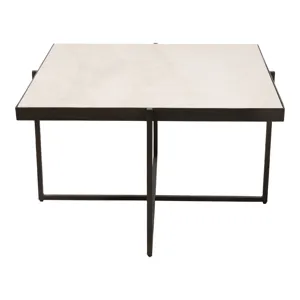 31x18\" Marble & Forged Metal Coffee Table, Beige/b