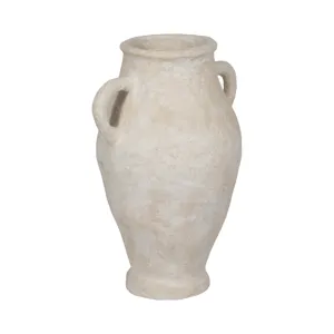 32\" Paper Mache Jug With Handles, White