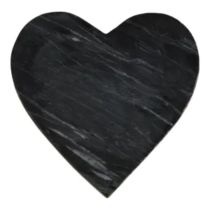 8x8\" Marble Heart Tray W/ Gold Edges, Black/white