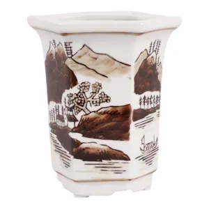 4", 6oz Chinoiserie Candle, Brown/white