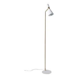 60\" Metal Floor Lamp, White/gold