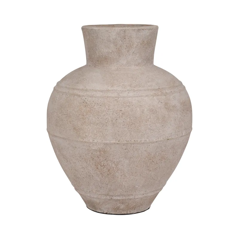 Terracotta, 22\" Jug Vase W/ Handle, Ivory