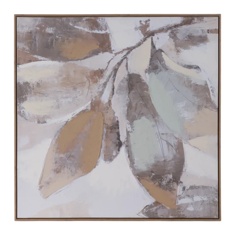 40x40\" Handpainted Fall Leaves, Brown