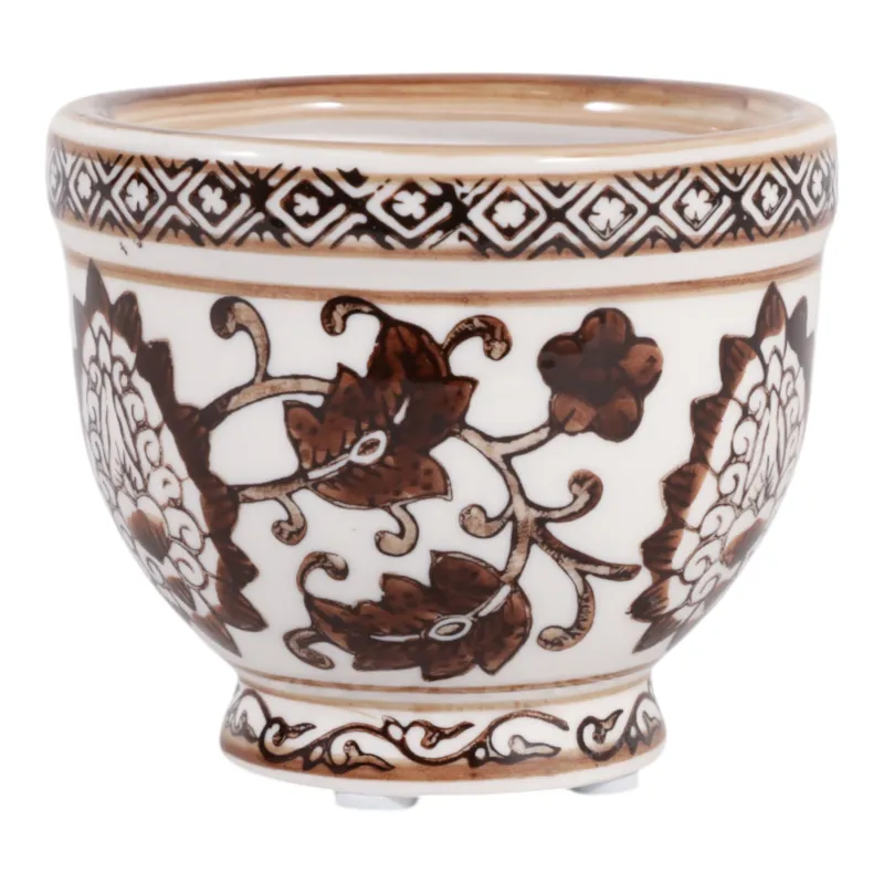 4\", 6oz Bowl Chinoiserie Candle, Brown/white